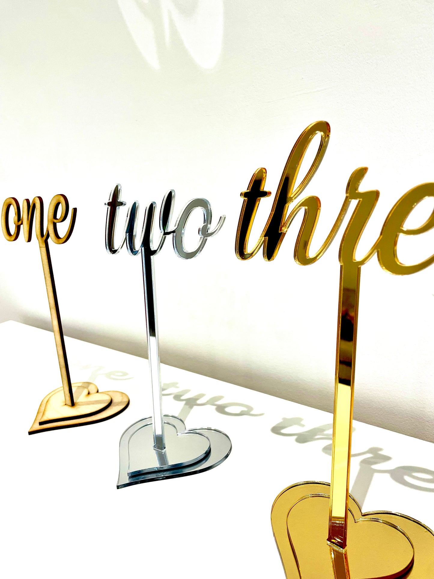 Wedding Table Numbers | Mirror Table Decor