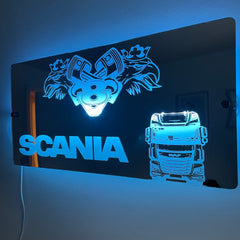 Scania V8 LED Mirror Sign – Custom Truck Gift with USB Lighting