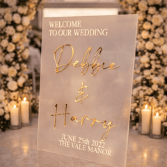 Luxury Frosted Welcome Wedding Sign | Mirror Wedding Decor C The Crafty Bonobo Wedding Decor 5