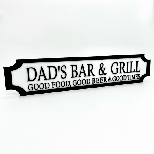 Dad’s Bar and Grill – Custom 3D Acrylic Street Sign | Personalised Home Bar Plaque The Crafty Bonobo 1