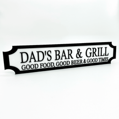 Dad’s Bar and Grill – Custom 3D Acrylic Street Sign | Personalised Home Bar Plaque The Crafty Bonobo 1