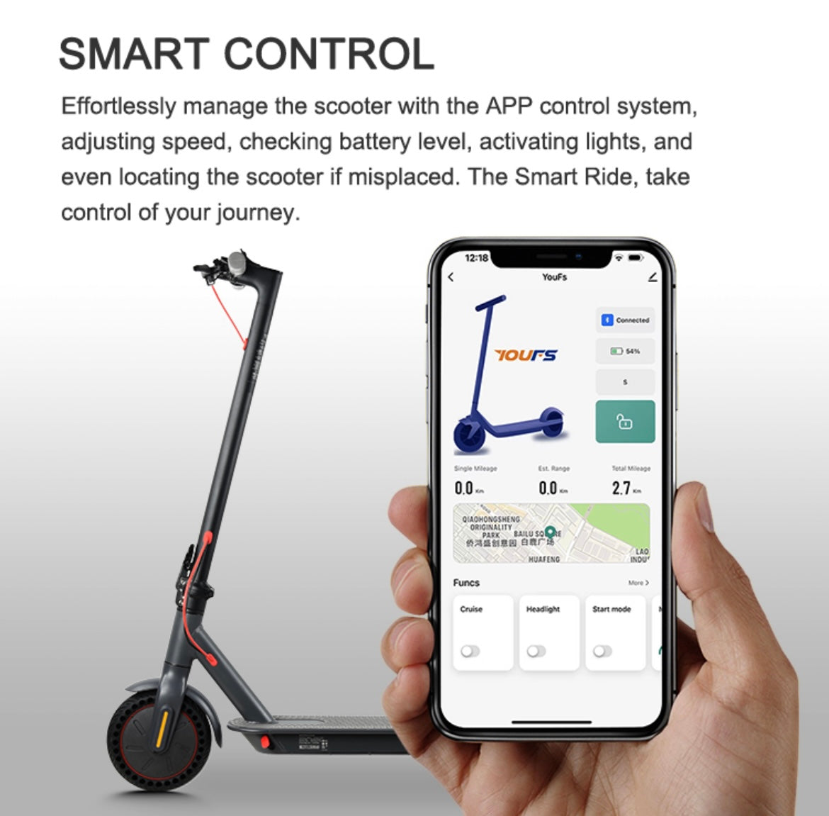 eSafe High Range Electric Scooter with HONEYCOMB tyres | Lights & Location tracking from the mobile app