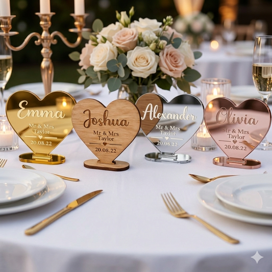 Personalised Wedding Place Name Cards – Custom Guest Name Settings for Weddings & Events