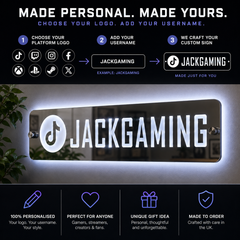 Personalised LED Username Mirror Sign | Social Media / Gaming Sign