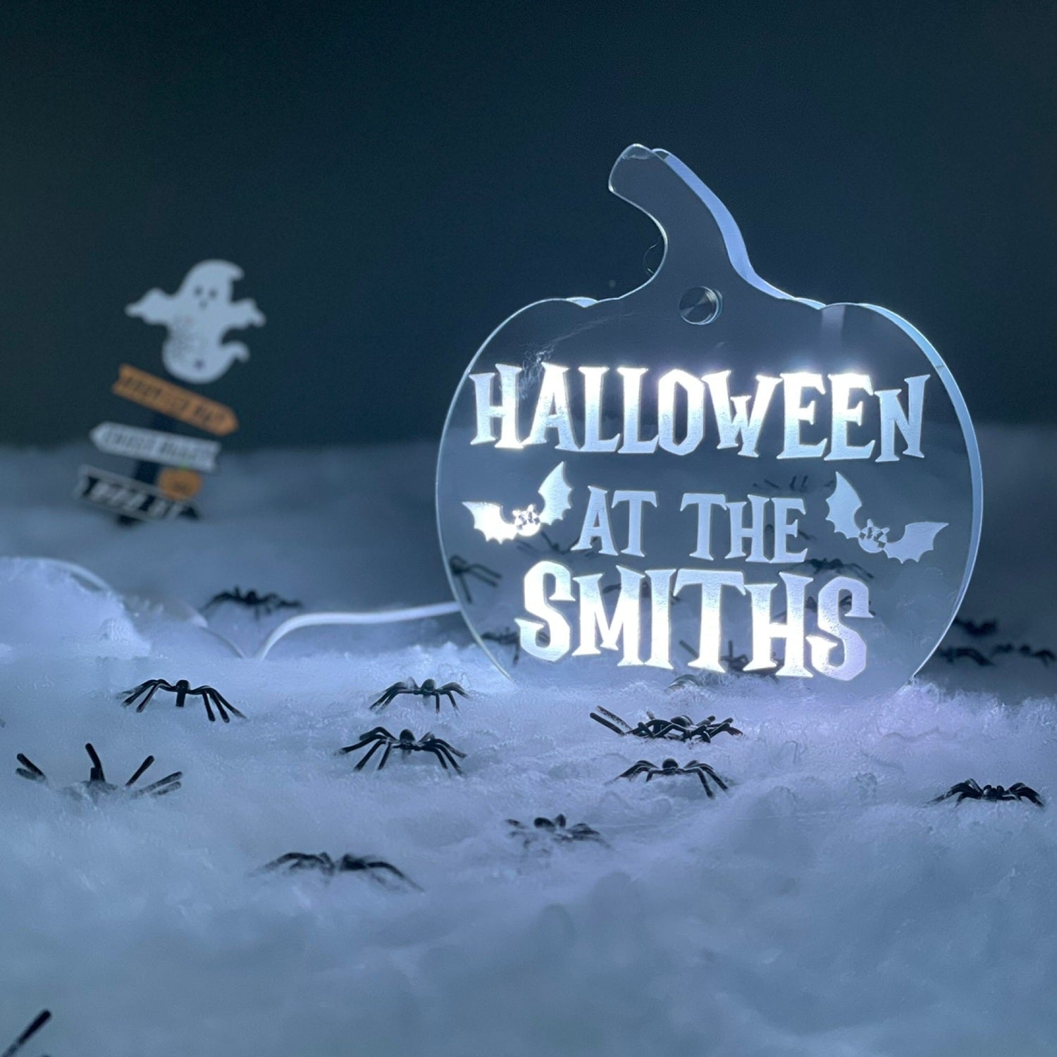 Personalised Halloween Pumpkin LED Sign | Mirror Sign The Crafty Bonobo 3