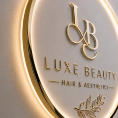 Personalised Illuminated Salon Logo Sign – Round Acrylic LED Wall Sign for Beauty Salon, Clinic, Hair Studio & Aesthetics Reception