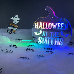 Personalised Halloween Pumpkin LED Sign | Mirror Sign The Crafty Bonobo 1