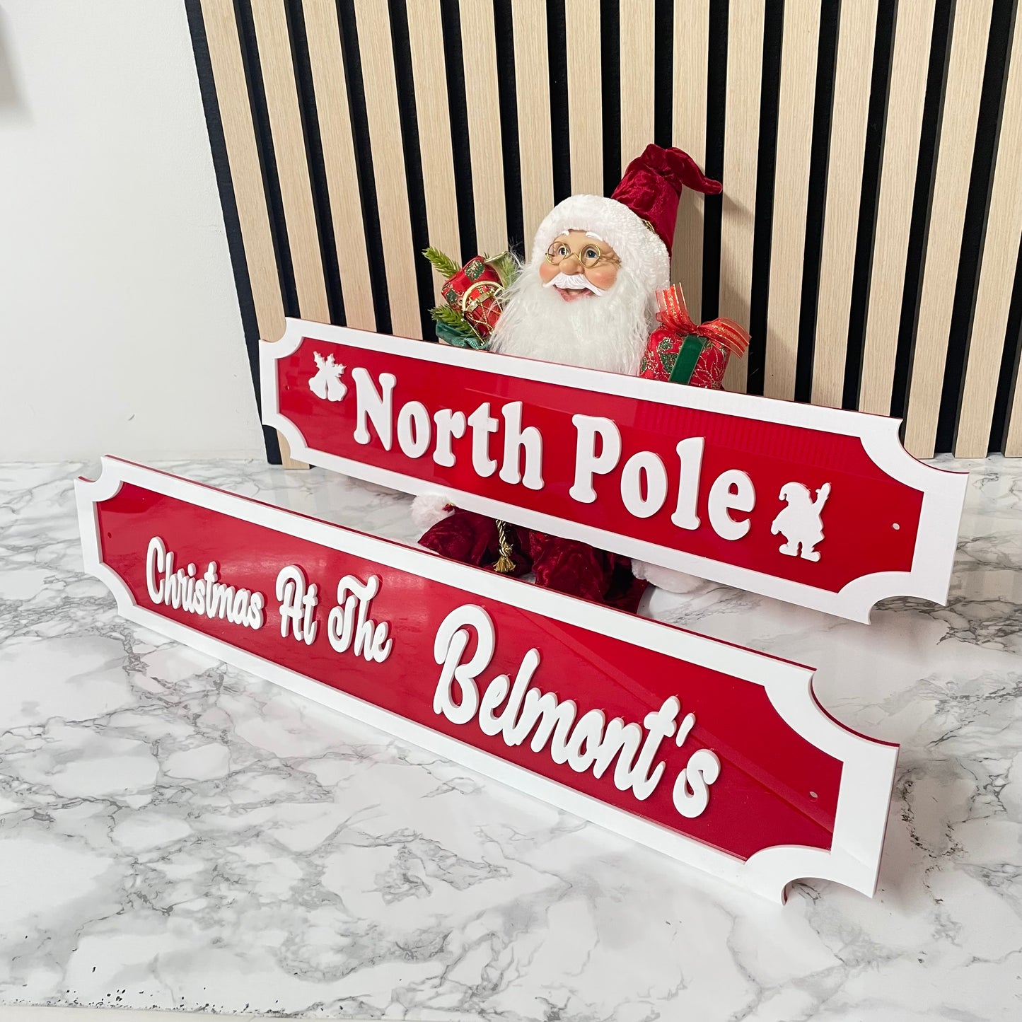 Personalised Christmas Street Sign | Festive Decor | Santa Family Sign