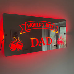 World’s Best Dad LED Mirror Sign with remote | Gifts For Dad | Father’s Day