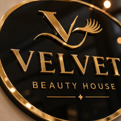 Personalised Circular Business Logo Sign – Gold Mirror on Gloss Black Acrylic | Salon | Beauty | Clinic