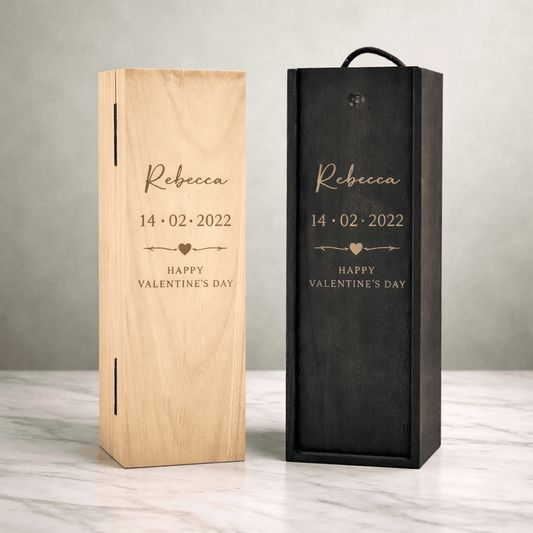 Personalised Wooden Wine Box – Valentine’s & Anniversary Gift The Crafty Bonobo 1