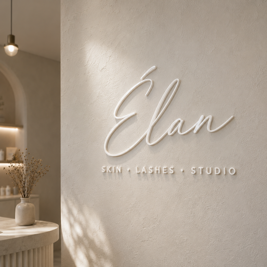 Personalised White Acrylic Beauty Salon Sign – Minimalist Wall Logo | Lash | Skin | Studio