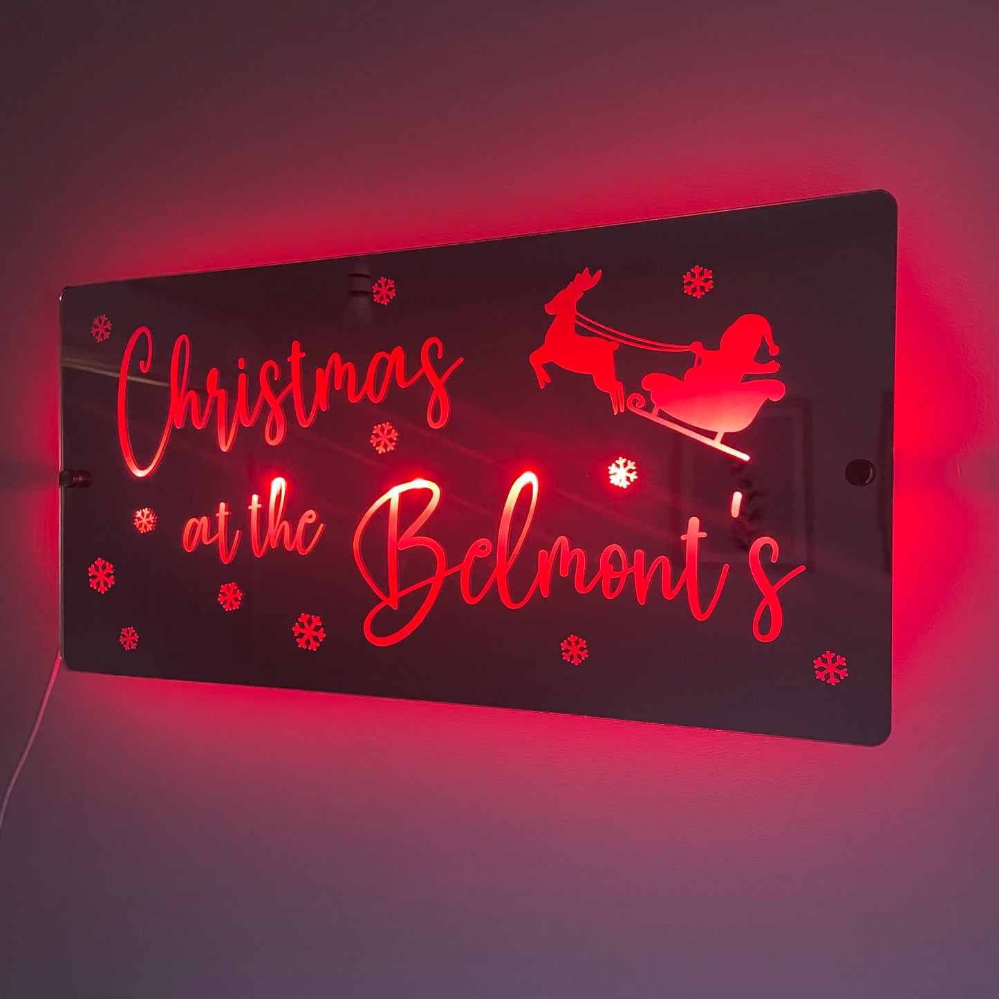 Christmas Family Name LED Mirror | Light Up Christmas Decoration