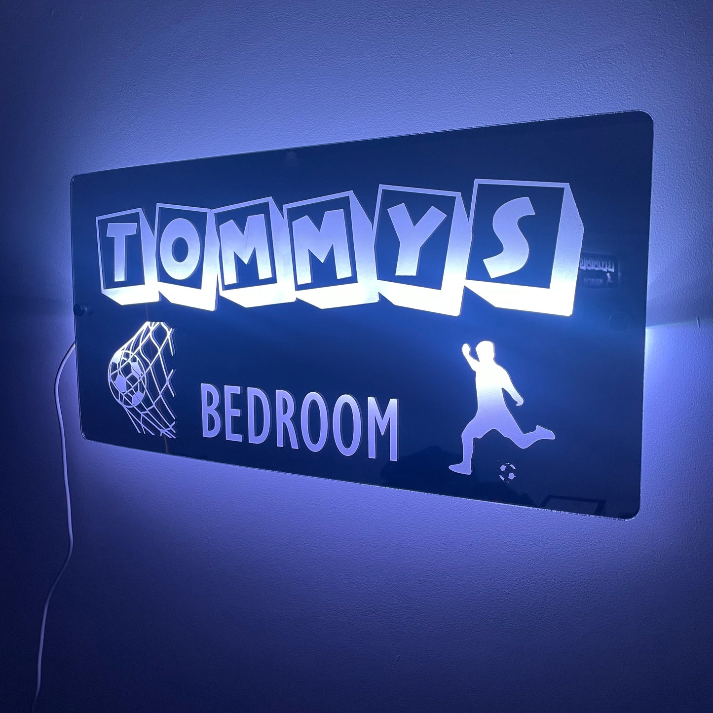 Personalised Football Name Mirror | LED Light Sign