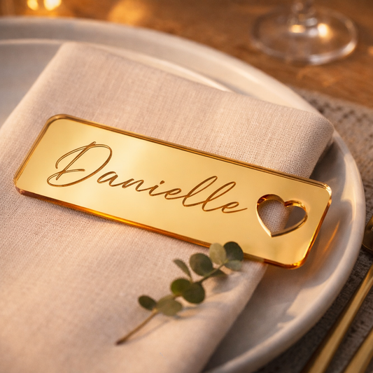 Personalised Mirror Acrylic Wedding Place Names – Luxury Table Settings for Your Special Day