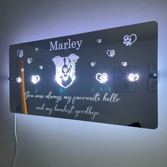 Customisable Pet LED Sign | Any breed of dog image | Pet Memorial | Any text