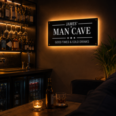 Personalised LED Bar Sign with remote | Light-Up Man Cave Mirror Sign