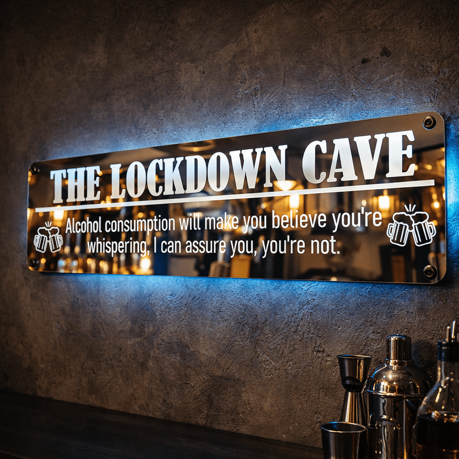 Personalised LED Mirror Bar Sign l Man Cave Decor The Crafty Bonobo LED Mirror Sign 2