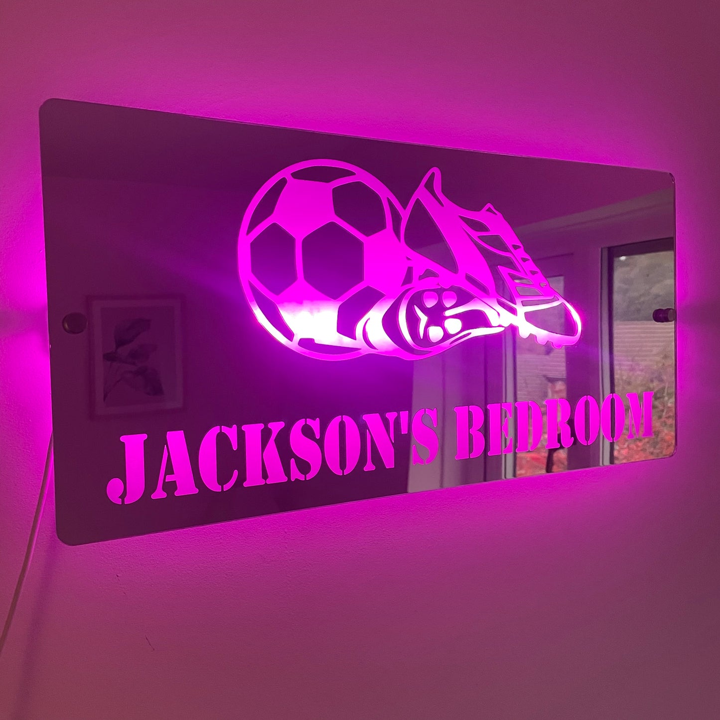 Children’s LED Football Design Mirror with remote