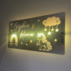 Personalised LED Name mirror | Unicorn & Rainbow theme