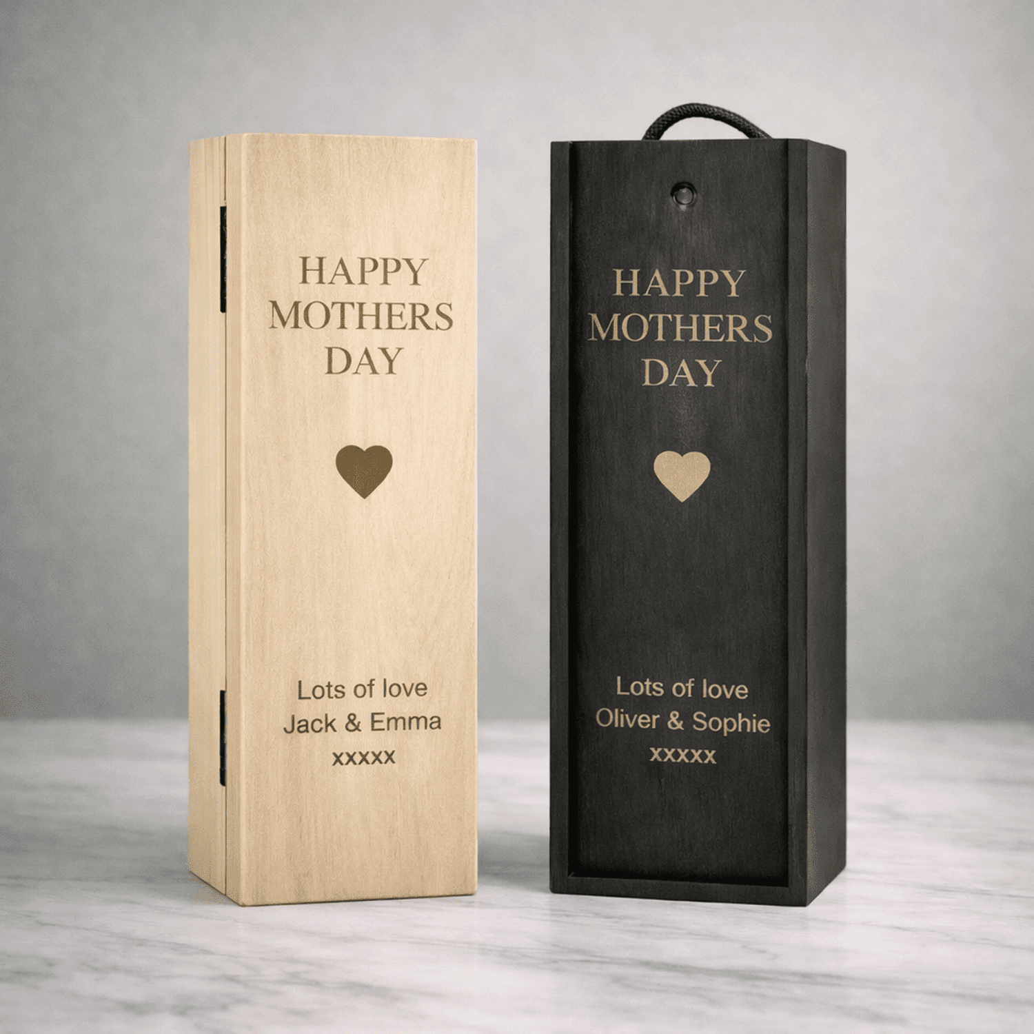 Personalised Mother’s Day Wooden Wine Box – Engraved Gift for Mum The Crafty Bonobo 3