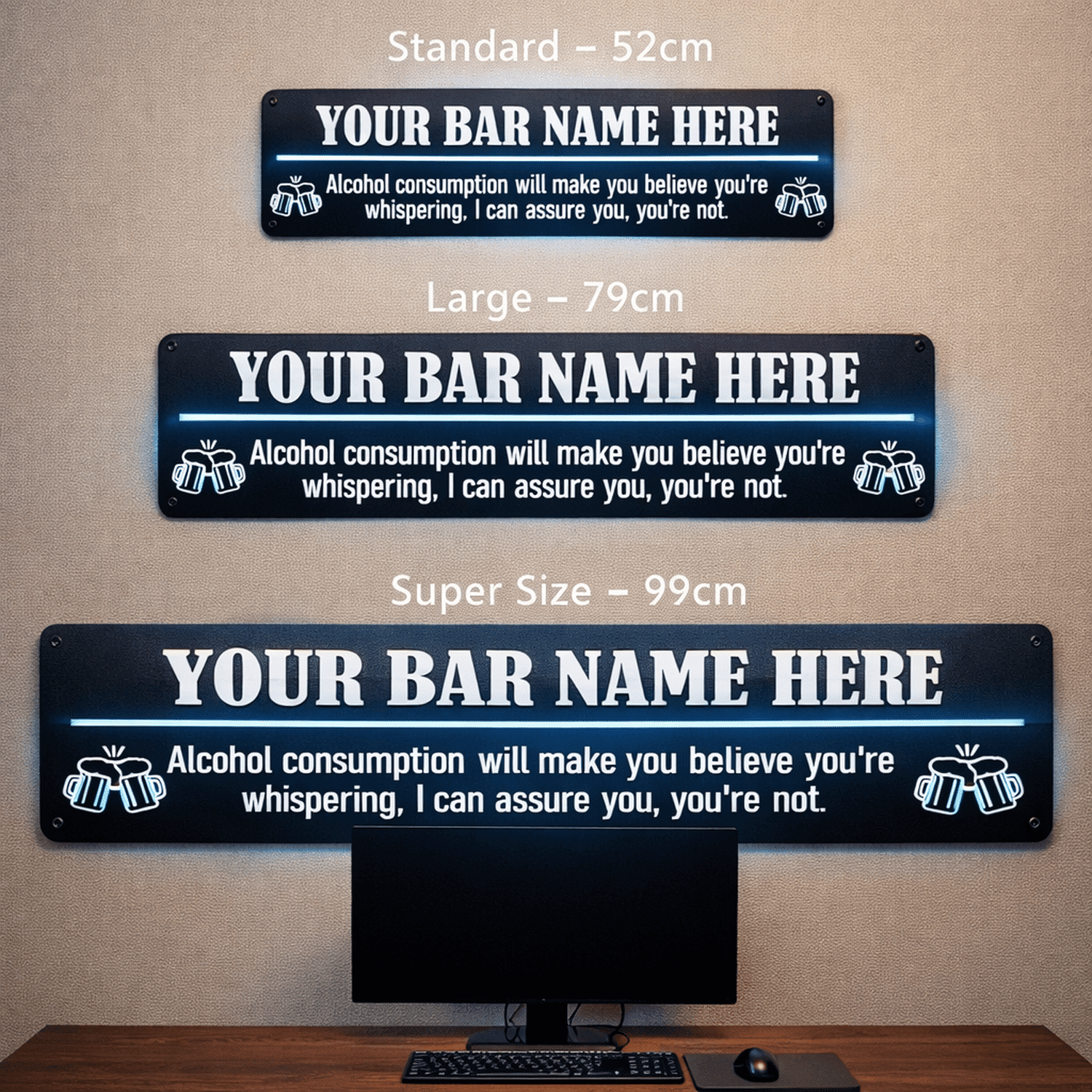 Personalised LED Mirror Bar Sign l Man Cave Decor The Crafty Bonobo LED Mirror Sign 6
