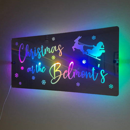 Christmas Family Name LED Mirror | Light Up Christmas Decoration