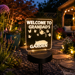 Personalised Solar LED Garden Sign – Gift for Dad or Grandad – BBQ, Beer, Darts & Garden Designs