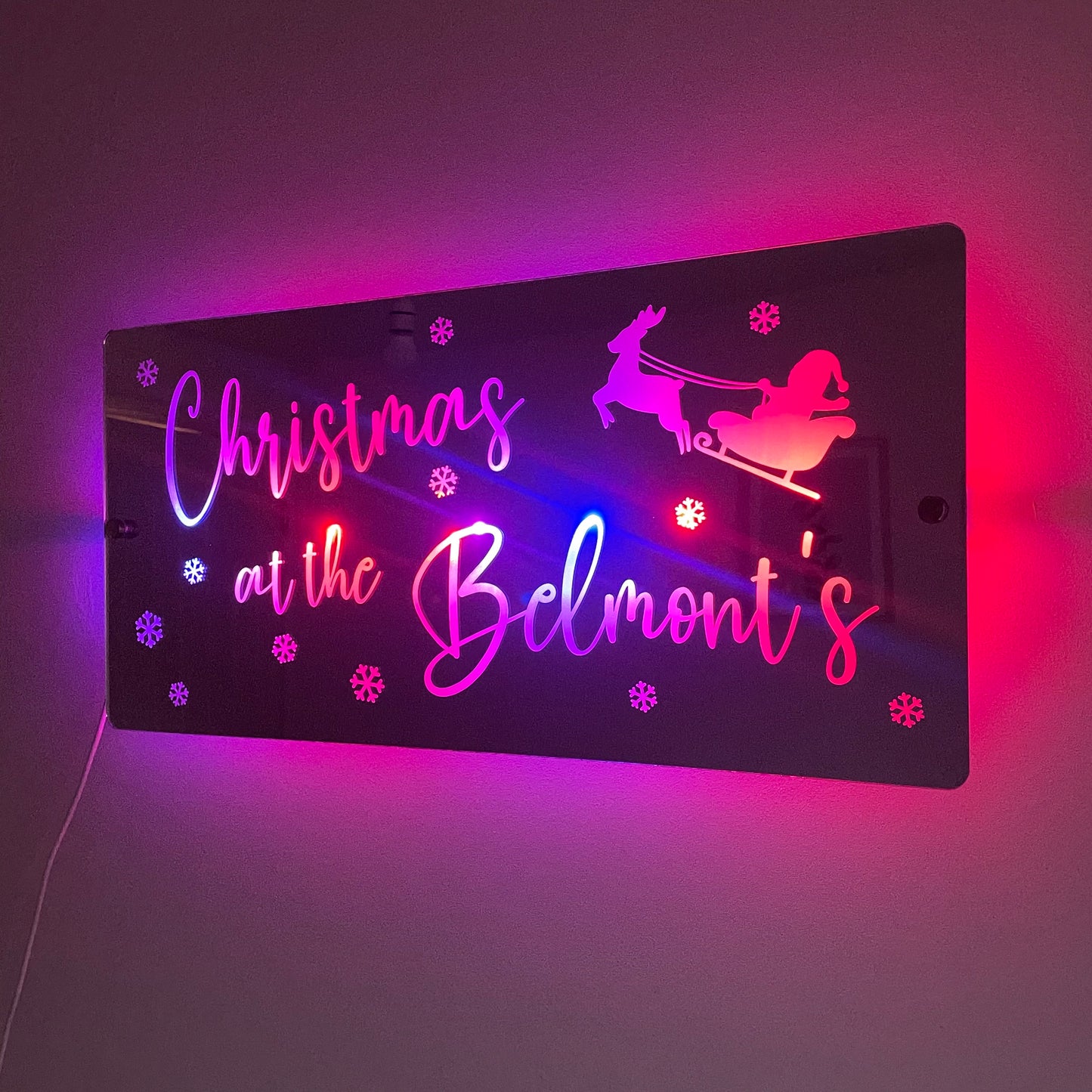 Christmas Family Name LED Mirror | Light Up Christmas Decoration