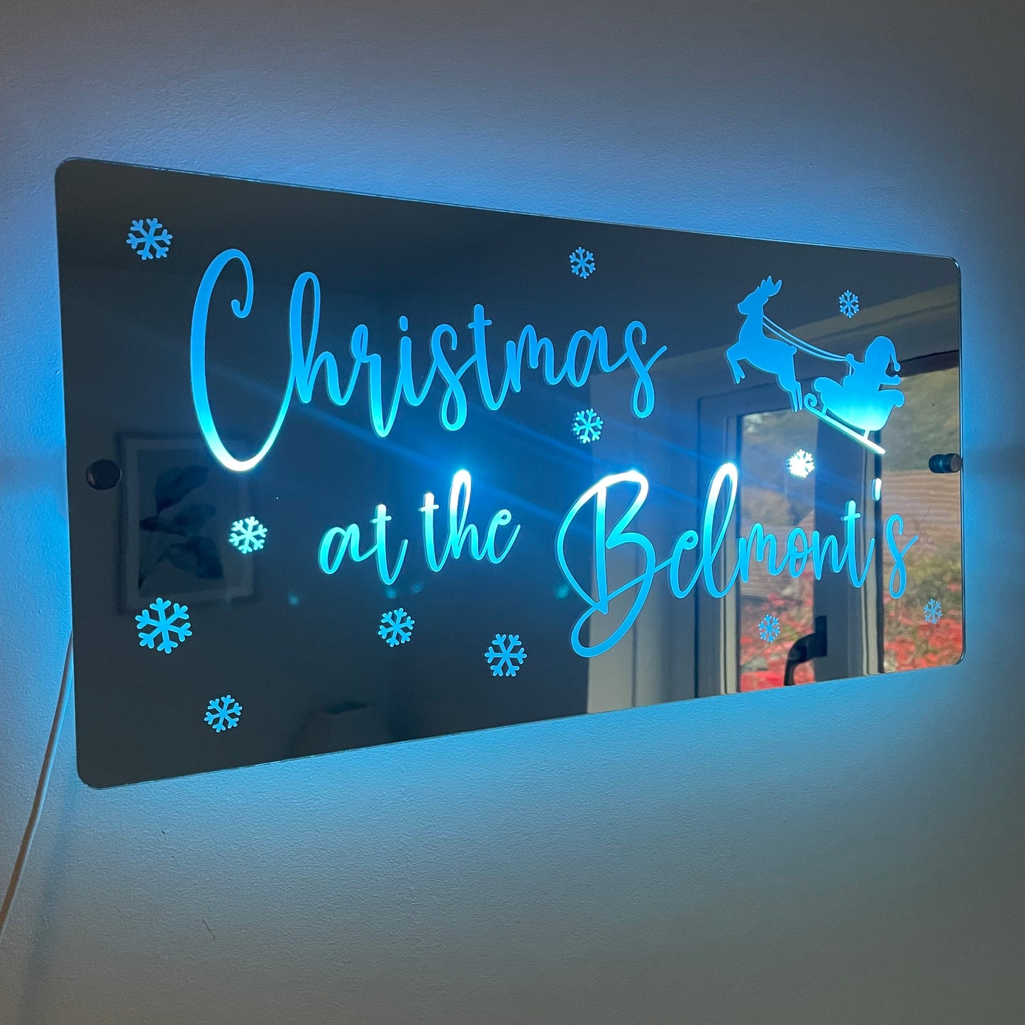 Christmas Family Name LED Mirror | Light Up Christmas Decoration