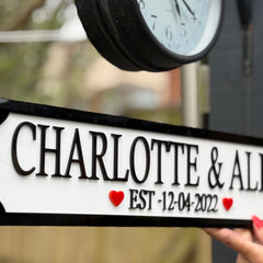 Personalised Couple Street Sign – Wedding, Anniversary or New Home Gift