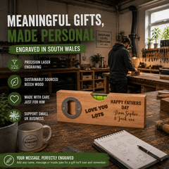 Personalised Father’s Day Spirit Level Bottle Opener – Custom Engraved Gift for Dad, Grandad or Stepdad