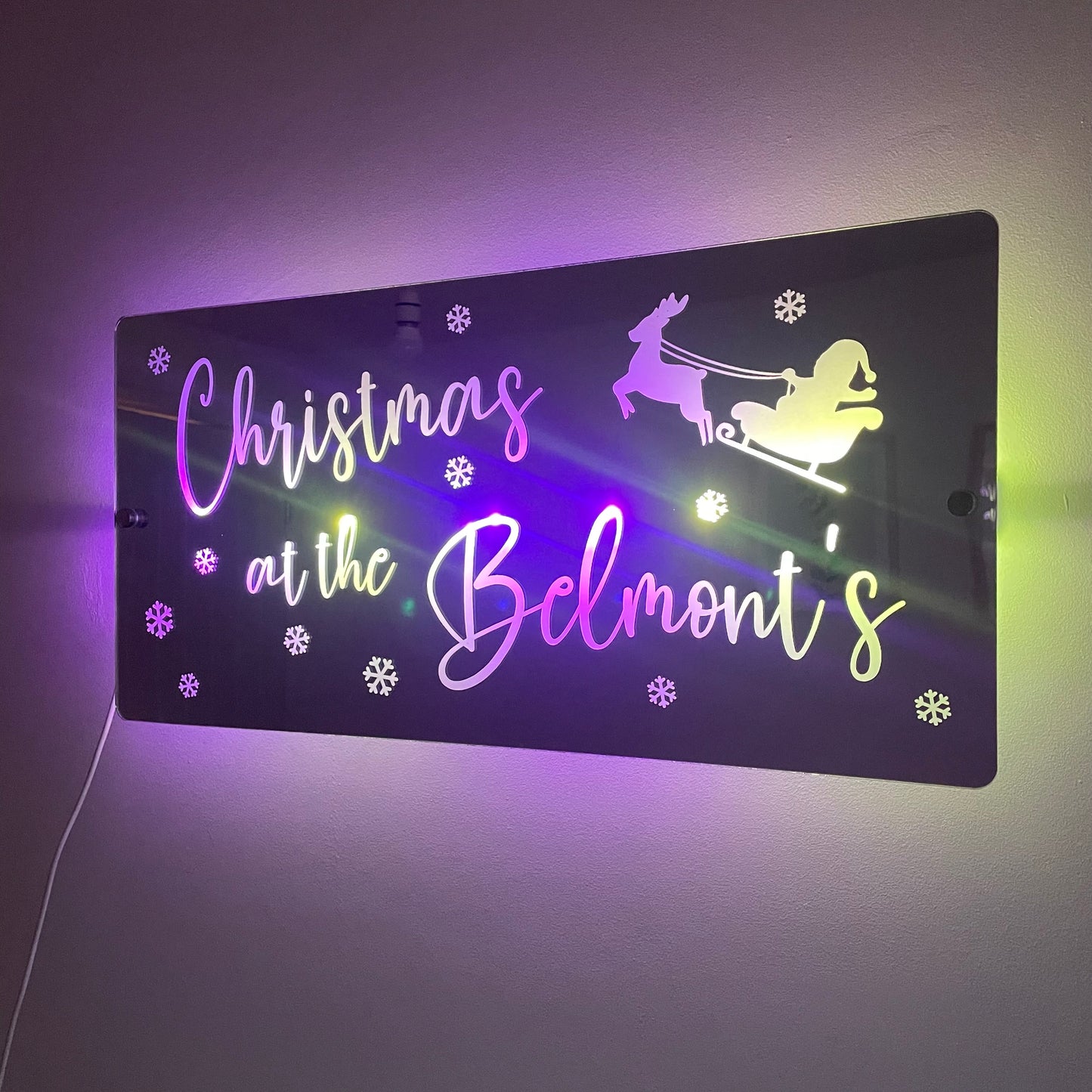 Christmas Family Name LED Mirror | Light Up Christmas Decoration