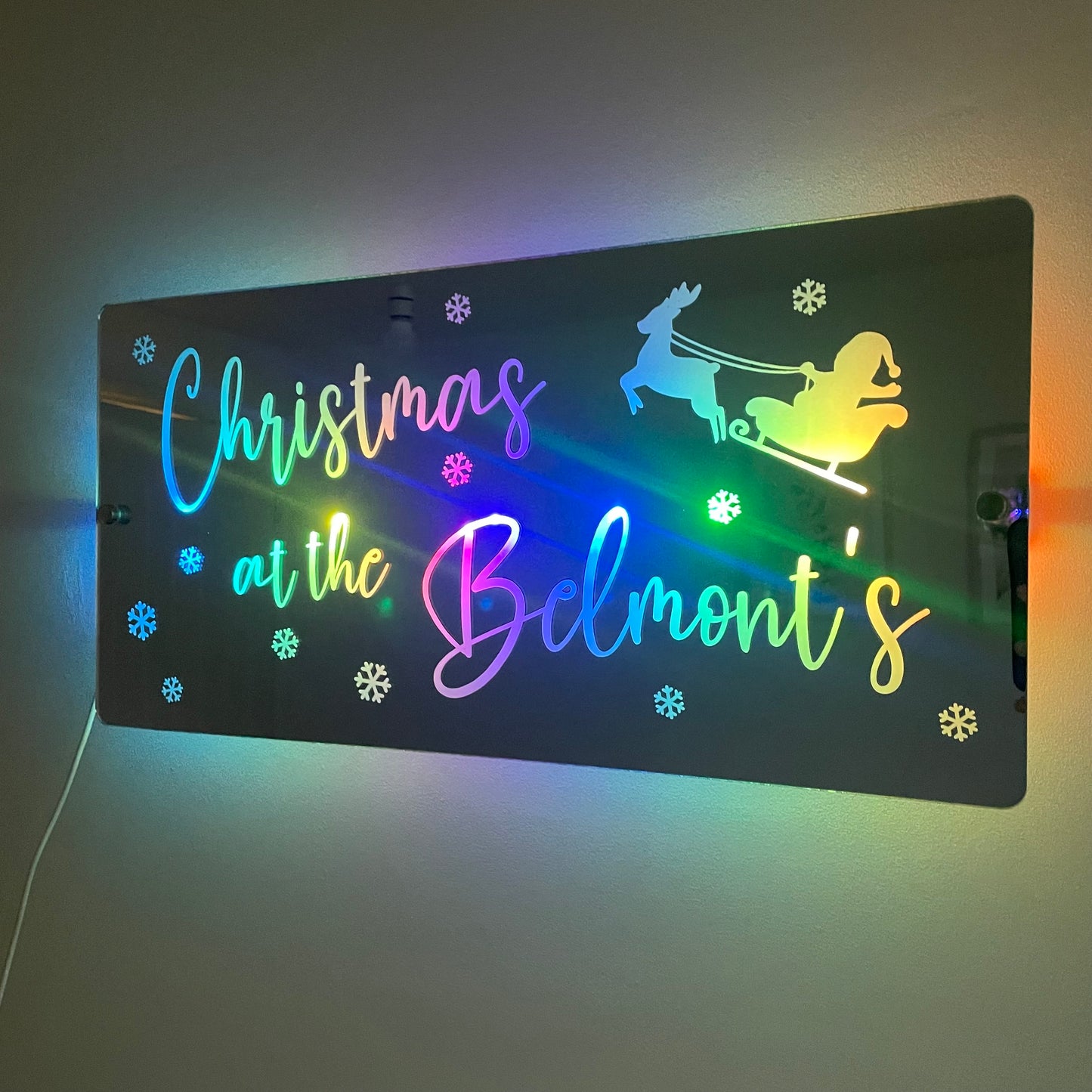 Christmas Family Name LED Mirror | Light Up Christmas Decoration