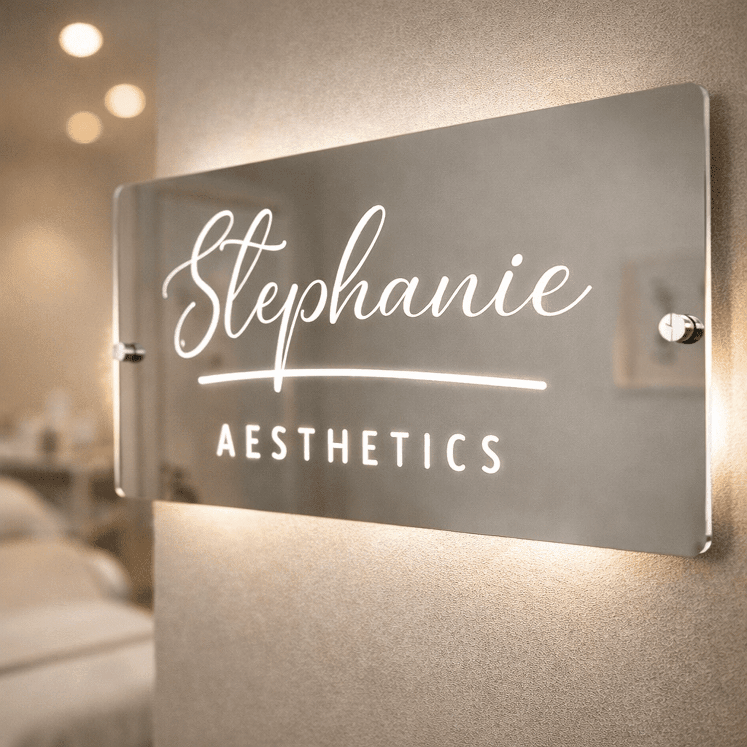 Personalised LED Salon Mirror Sign – Custom Light-Up Business Name Sign for Hairdresser, Nail Tech, Lash Artist or Beauty Room Decor The Crafty Bonobo LED Mirror Sign 2
