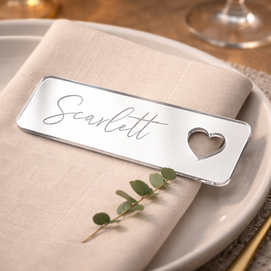 Personalised Mirror Acrylic Wedding Place Names – Luxury Table Settings for Your Special Day