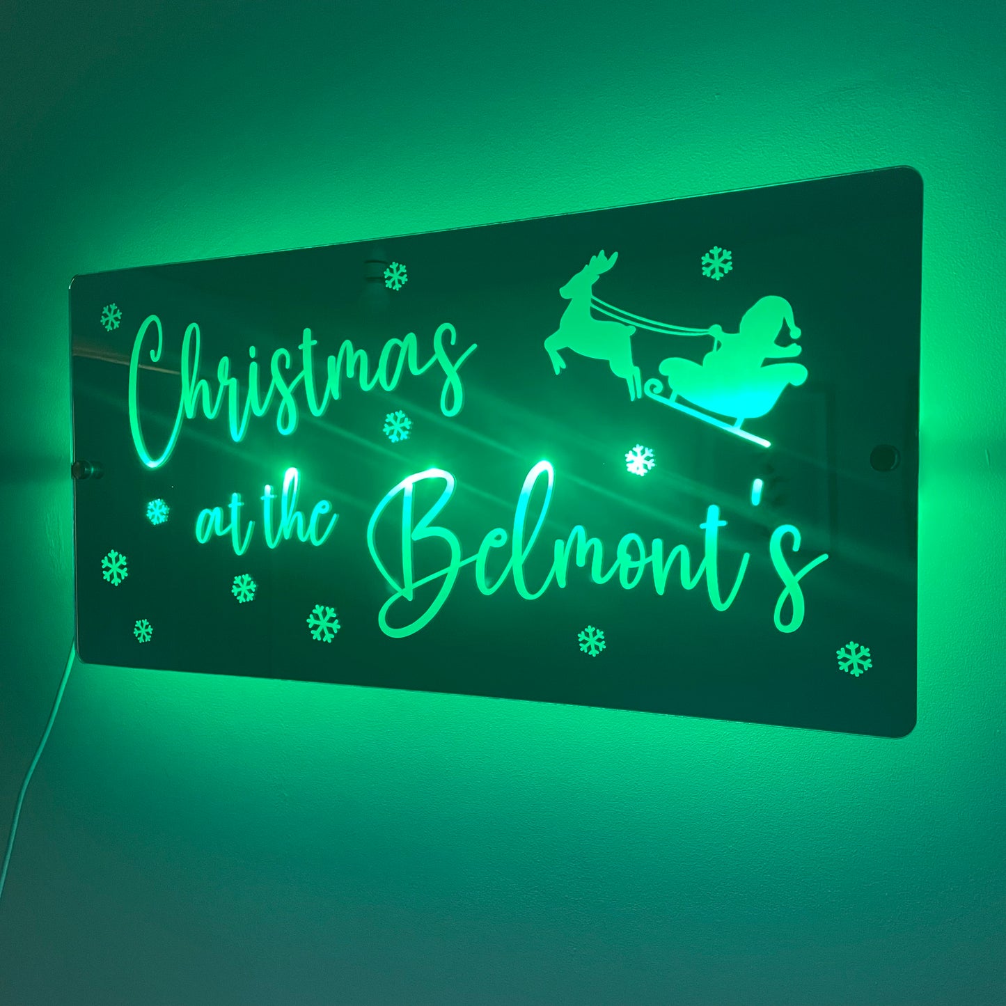 Christmas Family Name LED Mirror | Light Up Christmas Decoration