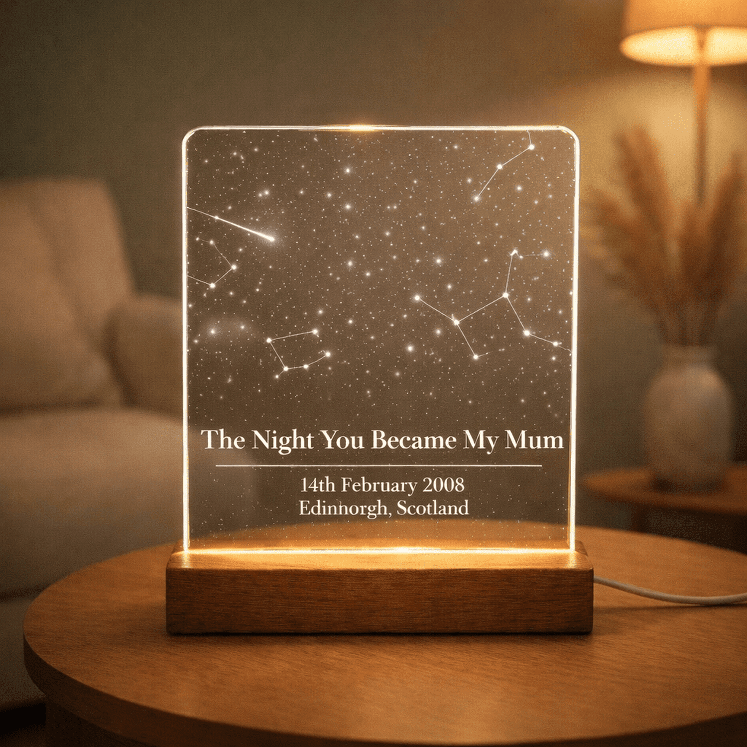 Personalised “The Night You Became My Mum” Star Map LED Light – Custom Night Sky Constellation Lamp With Date & Location The Crafty Bonobo 3