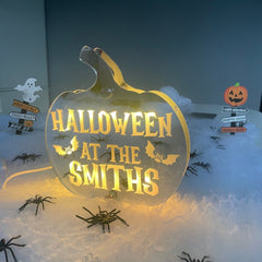 Personalised Halloween Pumpkin LED Sign | Mirror Sign The Crafty Bonobo 8