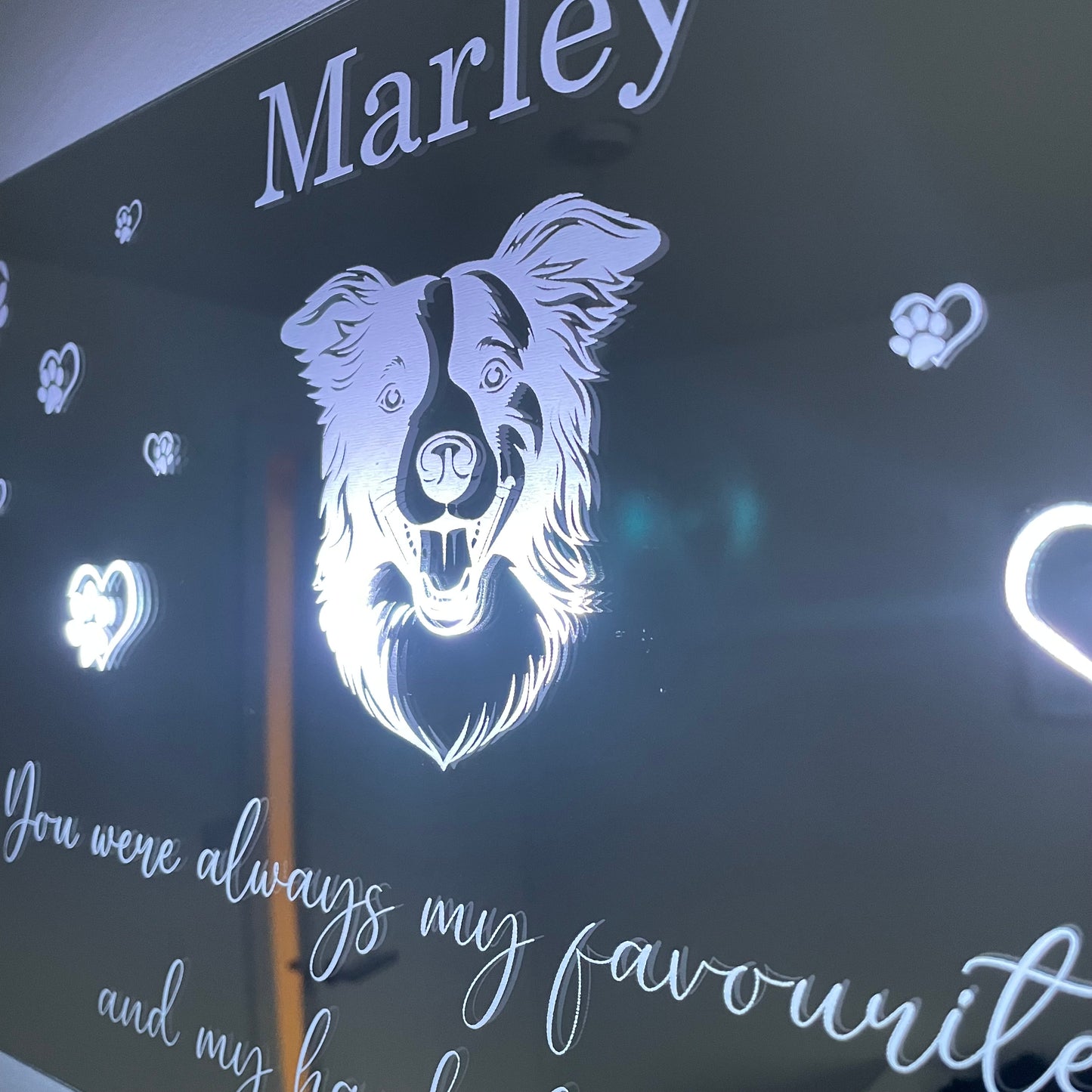 Customisable Pet LED Sign | Any breed of dog image | Pet Memorial | Any text