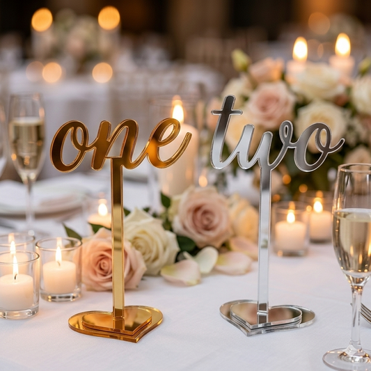Wedding Table Numbers | Mirror Table Decor