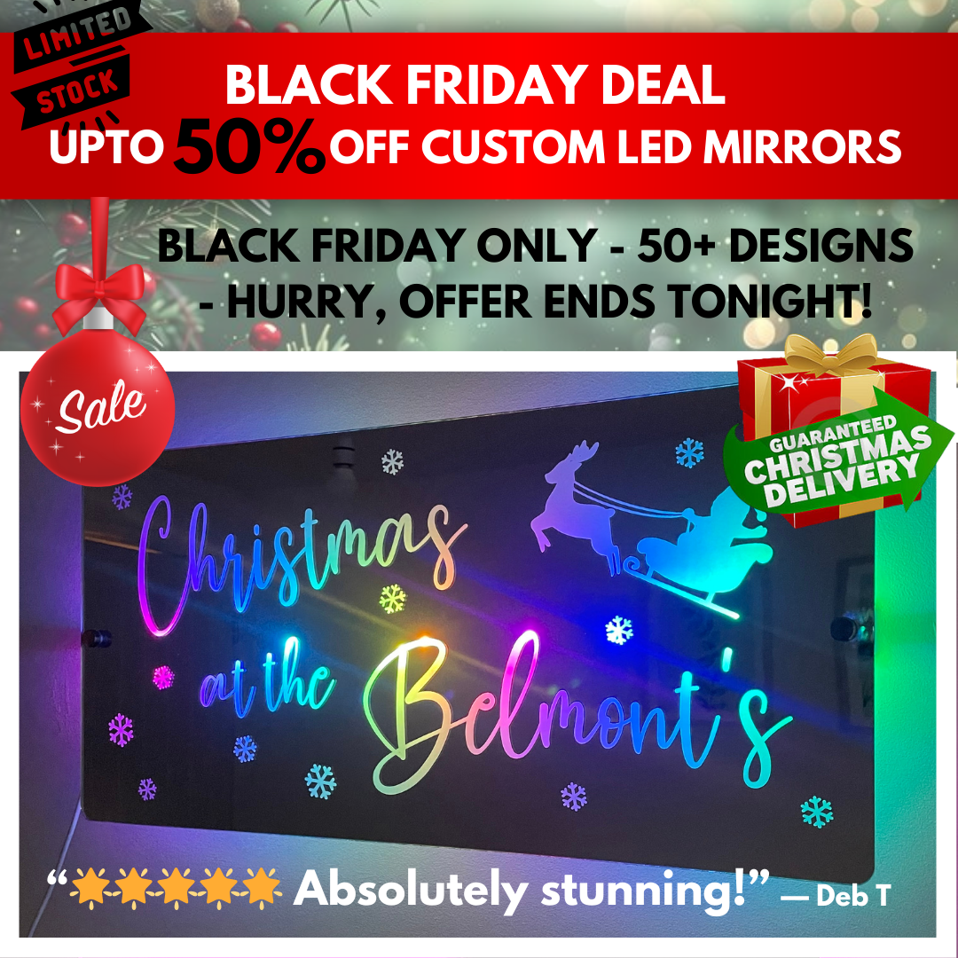 Christmas Family Name LED Mirror | Light Up Christmas Decoration