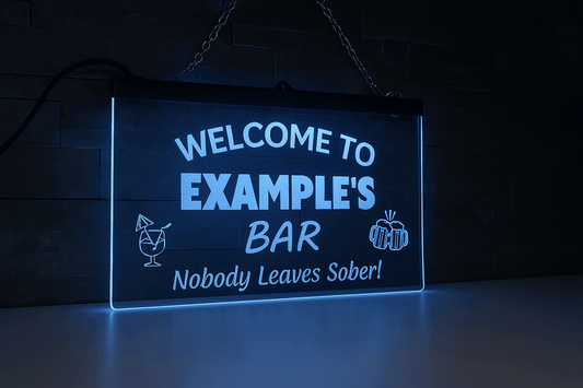 Personalised Colour-Changing Hanging LED Sign – Custom Bar, Man Cave & Home Decor Light The Crafty Bonobo LED Signs 2