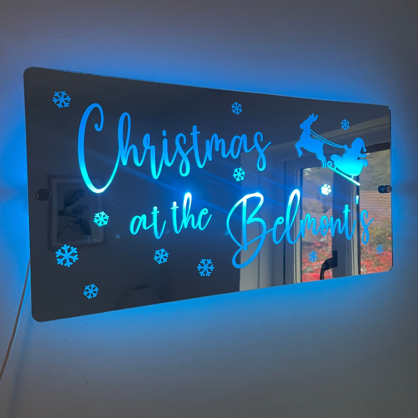 Christmas Family Name LED Mirror | Light Up Christmas Decoration