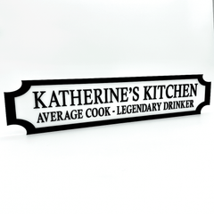 Katherine’s Kitchen – Average Cook, Legendary Drinker – Custom 3D Acrylic Street Sign The Crafty Bonobo 1