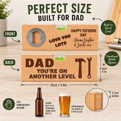 Personalised Father’s Day Spirit Level Bottle Opener – Custom Engraved Gift for Dad, Grandad or Stepdad