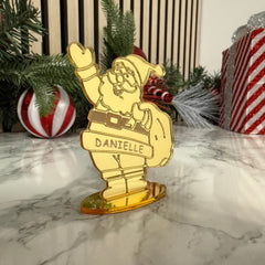 Personalised Santa Place Setting / Standing Ornament – Gold or Silver Mirror The Crafty Bonobo 3