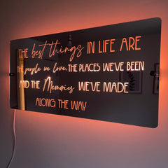 Inspirational LED Mirror Sign – "The Best Things in Life" Quote with Lighting | Inspirational Quotes