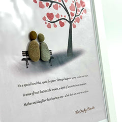 Mother & Daughter Pebble Picture Frame - Heart Pebble Art