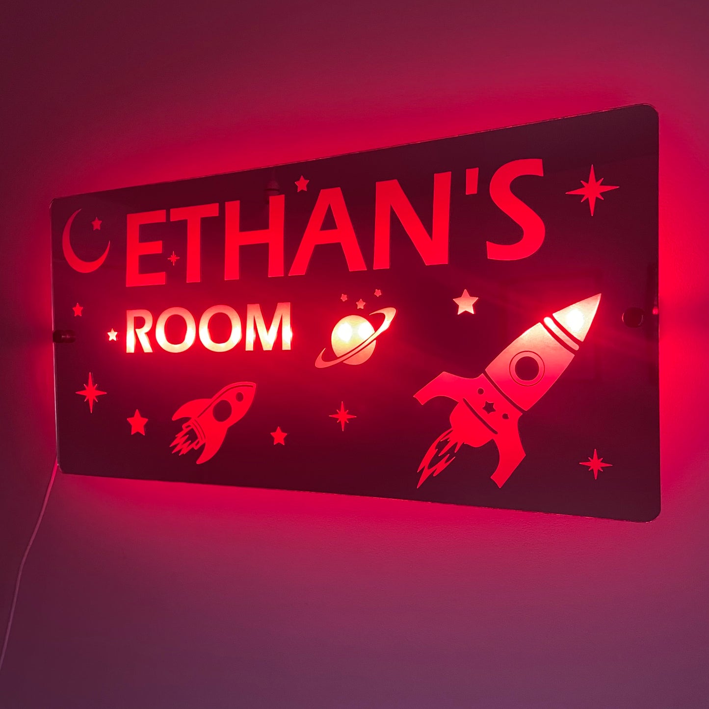 Space Theme Children’s Personalised LED Mirror